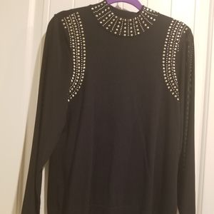 Fabulous Black top with sheer sleeves.